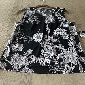 Kasper Monochrome Floral Tank Top